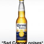 Corona | When the virus in China has a similar name to you, so everyone makes memes about you *Sad Corona noises* People start buying your drink beca | image tagged in memes,corona,stonks,coronavirus | made w/ Imgflip meme maker