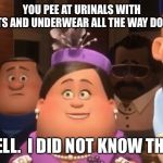 Well.  I did not know that. | YOU PEE AT URINALS WITH PANTS AND UNDERWEAR ALL THE WAY DOWN? WELL.  I DID NOT KNOW THAT. | image tagged in well i did not know that,urinal,memes,funny | made w/ Imgflip meme maker