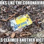 Corona Virus | LOOKS LIKE THE CORONAVIRUS; HAS CLAIMED ANOTHER VICTIM | image tagged in corona virus | made w/ Imgflip meme maker