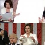 Nancy ripping up speech