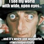 Crazy Eyes | I see my world with wide, open eyes... ...and it's weird and wonderful.
#twistedpositivity | image tagged in crazy eyes | made w/ Imgflip meme maker