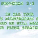 Serene Clouds For Thought | PROVERBS 3:6; IN ALL YOUR WAYS ACKNOWLEDGE HIM, AND HE WILL MAKE YOUR PATHS STRAIGHT | image tagged in serene clouds for thought | made w/ Imgflip meme maker