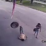 Man Being Hit By A Tyre