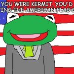 Kermit running for President | IF YOU WERE KERMIT, YOU'D BE PAINTING THE AMERICAN FLAG GREEN. | image tagged in kermit running for president | made w/ Imgflip meme maker