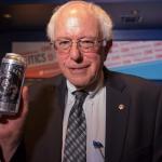Bernie Sanders with a can of craft beer