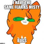 Derpy 'n Smug Catto | I HAVE THE SAME FEAR AS MISTY; BUGS | image tagged in derpy 'n smug catto | made w/ Imgflip meme maker