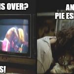 Alice Cooper cream pie Valentine's Day over | VALENTINE'S DAY IS OVER? AND I BAKED THIS PIE ESPECIALLY FOR HER! AWW, NUTS! | image tagged in alice cooper cream pie,valentine's day | made w/ Imgflip meme maker