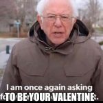 bernie sanders financial support | TO BE YOUR VALENTINE | image tagged in bernie sanders financial support | made w/ Imgflip meme maker