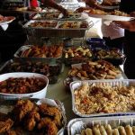 Filipino buffet | BAD RANDOM LIFE TIP #171:; INVITE YOUR FRIENDS OVER FOR A "POTLUCK" FOR FREE FOOD DELIVERY. | image tagged in filipino buffet | made w/ Imgflip meme maker