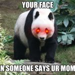Panda | YOUR FACE; WHEN SOMEONE SAYS UR MOM GAY | image tagged in panda | made w/ Imgflip meme maker