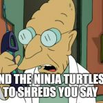 to shreds you say | AND THE NINJA TURTLES?
TO SHREDS YOU SAY | image tagged in to shreds you say | made w/ Imgflip meme maker