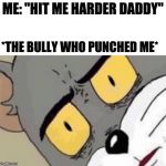 Unsettled Tom | ME: "HIT ME HARDER DADDY"; *THE BULLY WHO PUNCHED ME* | image tagged in unsettled tom | made w/ Imgflip meme maker