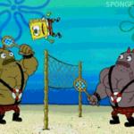 spongebob in badminton