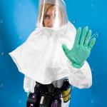 Woman in a Hazmat suit