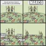 Pretending to be Dead Blank | MARCO; POLO; POLO; POLO; POLO | image tagged in pretending to be dead blank,memes,funny,marco,polo | made w/ Imgflip meme maker