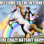 Welcome to the internet | WELCOME TO THE INTERNET; WHERE CRAZY BATSHIT HAPPENS | image tagged in welcome to the internet | made w/ Imgflip meme maker