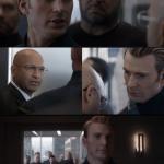Captain America Elevator walk thru meme