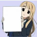 Anime girl holding text