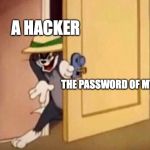 Tom and Jerry | A HACKER; THE PASSWORD OF MY EMAIL | image tagged in tom and jerry | made w/ Imgflip meme maker