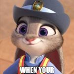 Judy the Shipper | THE FACE YOU MAKE; WHEN YOUR OTP BECOMES CANON | image tagged in judy hopps smile,zootopia,judy hopps,the face you make when,otp,funny | made w/ Imgflip meme maker