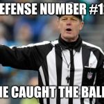 NFL ref referee call foul penalty | DEFENSE NUMBER #12. HE CAUGHT THE BALL. | image tagged in nfl ref referee call foul penalty | made w/ Imgflip meme maker