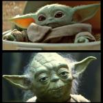 Baby and old yoda