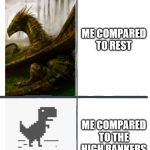 Comparison | ME COMPARED TO REST; ME COMPARED TO THE HIGH RANKERS | image tagged in comparison | made w/ Imgflip meme maker