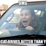woman driver | OMG MY CAT DRIVES BETTER THAN YOU. | image tagged in woman driver | made w/ Imgflip meme maker