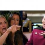 Woman yelling at Picard