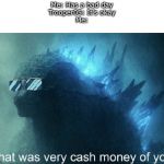 That was very cash money of you | Me: Has a bad day
Trooper05: It’s okay
Me: | image tagged in that was very cash money of you | made w/ Imgflip meme maker