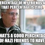 thinking man | A GOOD PERCENTAGE OF MY FRIENDS ARE NAZIS.
THAT PERCENTAGE IS ZERO. THAT'S A GOOD PERCENTAGE OF NAZI FRIENDS TO HAVE. | image tagged in thinking man | made w/ Imgflip meme maker