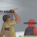 Wikihow Hit With a Bar | MY KISSES; HER FOREHEAD; ME | image tagged in wikihow hit with a bar | made w/ Imgflip meme maker