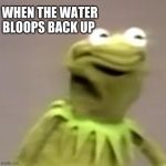 Kermit Weird Face | WHEN THE WATER BLOOPS BACK UP | image tagged in kermit weird face | made w/ Imgflip meme maker