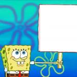 Sponge bob holding sign