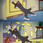 Tom Holds The Door Jerry Is Strong