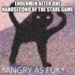 *ANGRY AS FUK* | ENDERMEN AFTER ONE NANOSECOND OF THE STARE GAME | image tagged in angry as fuk | made w/ Imgflip meme maker