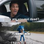 Sonic How Are You Not Dead | "NOBODY" MEME | image tagged in sonic how are you not dead | made w/ Imgflip meme maker