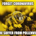 FORGET CORONAVIRUS; MORE SUFFER FROM POLLENVIRUS | image tagged in coronavirus,pollen,spring,flowers,allergies,sneezing | made w/ Imgflip meme maker