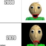 Baldi meme format | 2000; 2020 | image tagged in baldi meme format | made w/ Imgflip meme maker