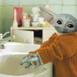 Baby Yoda Washing hands meme