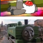 My First Meme | image tagged in duck watched with interest,chowder,thomas the tank engine | made w/ Imgflip meme maker