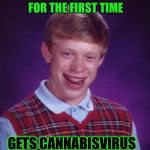 Cough cough! | TRIES WEED FOR THE FIRST TIME; GETS CANNABISVIRUS | image tagged in weed,original bad luck brian,memes,funny | made w/ Imgflip meme maker