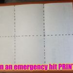 If you have time, cut on the dotted lines. | In an emergency hit PRINT | image tagged in in an emergency print | made w/ Imgflip meme maker