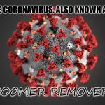 The Boomer Remover | THE CORONAVIRUS. ALSO KNOWN AS... BOOMER REMOVER | image tagged in coronavirus,baby boomers,funny,memes,punny,death | made w/ Imgflip meme maker