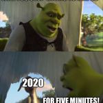 Could You Stop For Five Minutes | WILL YOU STOP TRYING TO KILL US; 2020; FOR FIVE MINUTES! | image tagged in could you stop for five minutes | made w/ Imgflip meme maker
