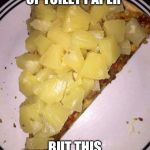 Pineapple pizza | WE WERE OUT OF TOILET PAPER; BUT THIS IS EVEN BETTER | image tagged in pineapple pizza | made w/ Imgflip meme maker