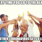 social consciousness 2020 Epidemic | EVERY TIME YOU GO TO THE BEACH; ANOTHER CORONAVIRUS GETS A LIFE! | image tagged in social consciousness 2020 epidemic | made w/ Imgflip meme maker