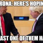 Boris | CORONA: HERE'S HOPING... AT LEAST ONE OF THEM HAD IT | image tagged in boris | made w/ Imgflip meme maker