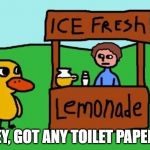 The Duck Song | HEY, GOT ANY TOILET PAPER? | image tagged in the duck song | made w/ Imgflip meme maker