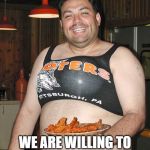 Hooters waiter | DURING THESE TRYING TIMES, WE ARE WILLING TO DELIVER YOUR TAKE OUT! | image tagged in hooters waiter,hooters,coronavirus,fast food | made w/ Imgflip meme maker